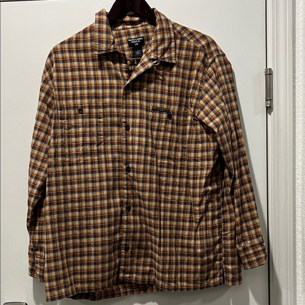 Ralph Lauren Jeans Co Men's Tan and Brown Plaid Shirt Jacket